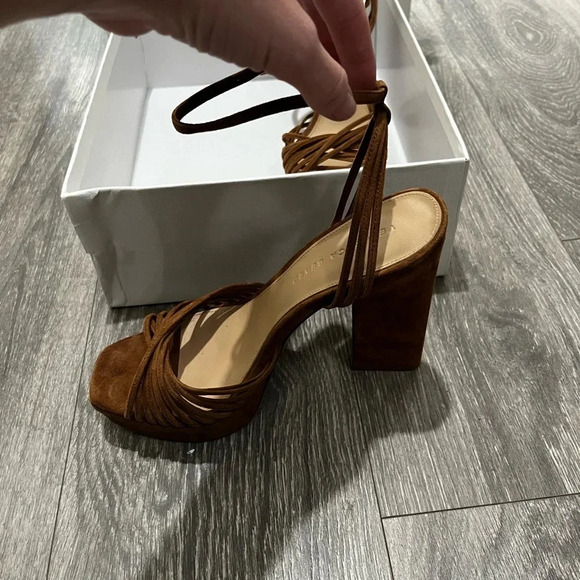 🎉HP🎉 NIB Veronica Beard Fletcher Block Heel Suede Platform Hazelwood 8.5 - Picture 8 of 14